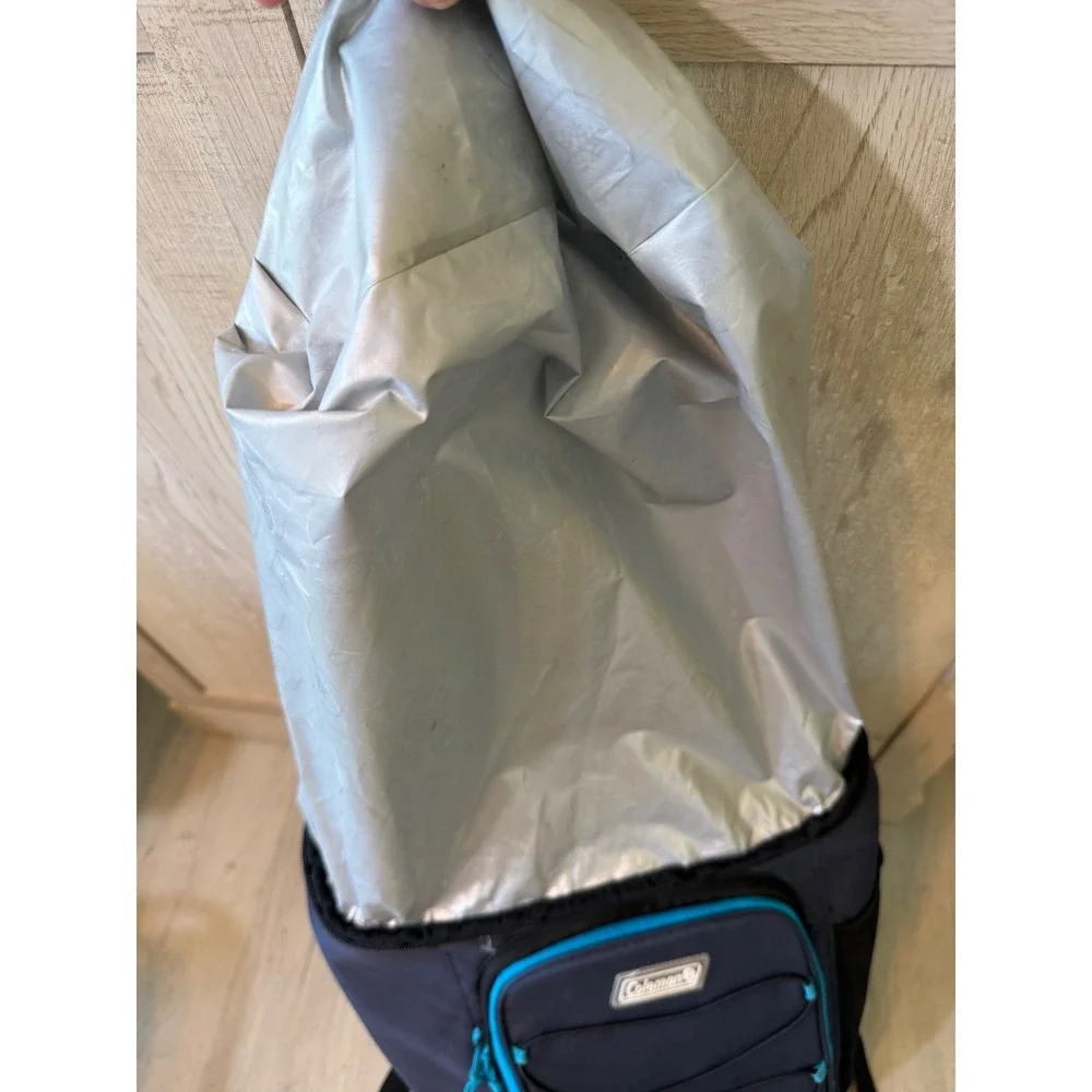 Coleman Insulated Backpack Cooler Navy Blue Turquoise Soft Sided Hiking Bag